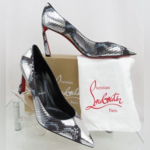 Christian Louboutin Shoes - NIB LOUBOUTIN CONDORA 85 METALLIC SNAKE PRINT LEATHER POINTED TOE PUMPS 38.5